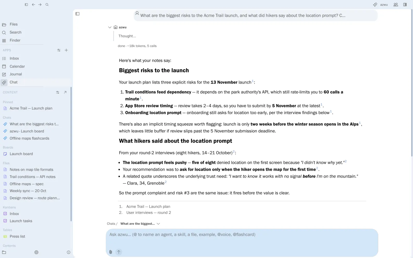 azwu answering about launch risks with numbered sources